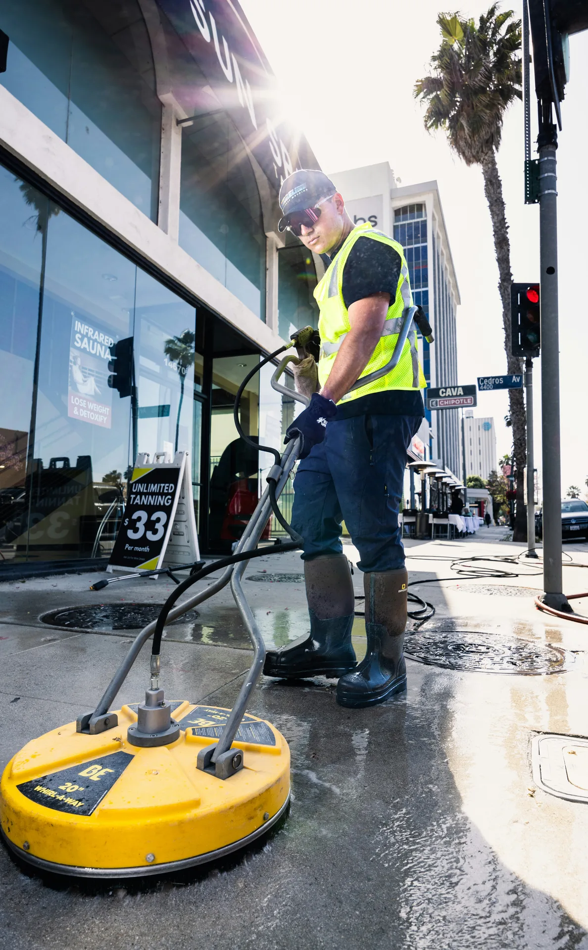 Surface cleaner pass on a Kitchener sidewalk